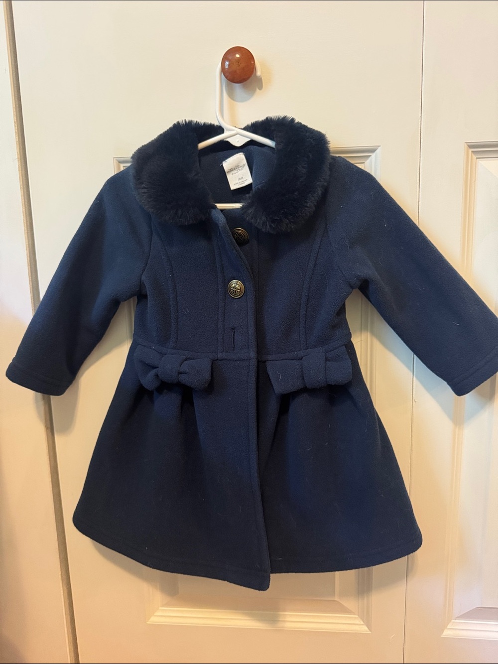 Navy Faux-Fur Fleece Toddler Girls' Coat - Kids Jackets & Coats